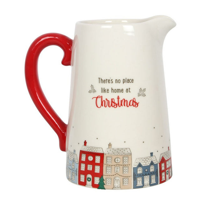 White-Red - Front - Something Different Ceramic Christmas Village Flower Jug