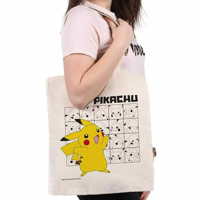 Gray-Yellow - Back - Pokemon Pikachu Tote Bag