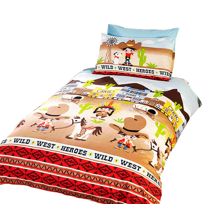 Multicolored - Front - Wild West Childrens-Boys Twin Duvet Bedding Set