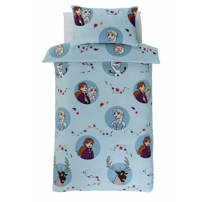 Light Blue-Gray - Front - Frozen Teddy Fleece Leaves Duvet Set