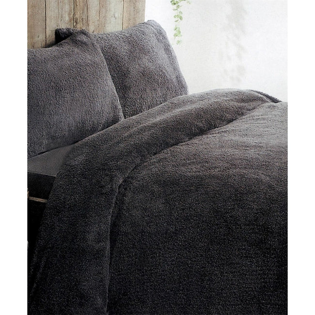 Charcoal - Front - Sherpa Fleece Duvet Set