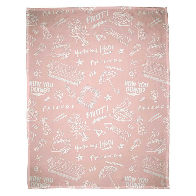 Pink-White - Front - Friends Fleece Coffee Blanket