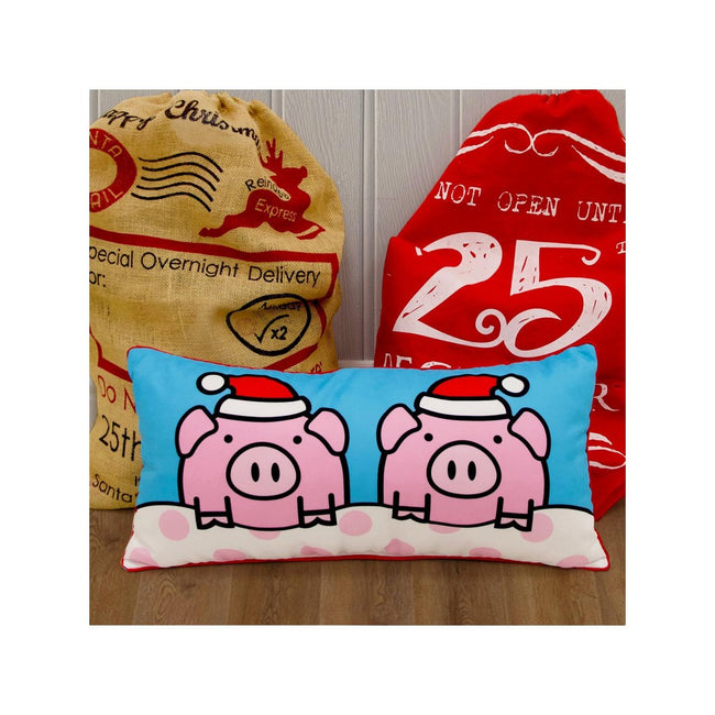 Blue-Pink - Side - Pigs In Blankets Filled Cushion