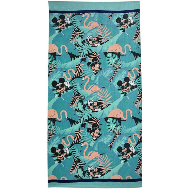 Blue - Front - Disney Mickey Mouse Flamingo Beach Towel