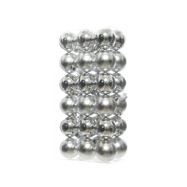 Silver - Front - Kaemingk Shiny-Matt Shatterproof Baubles (Pack of 36)