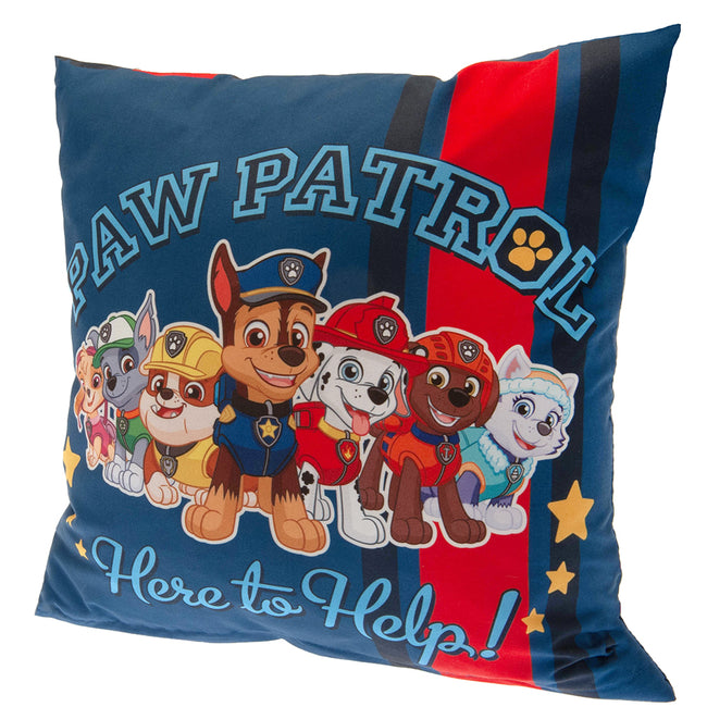 Blue-Black-Red - Front - Paw Patrol Here To Help! Characters Filled Cushion