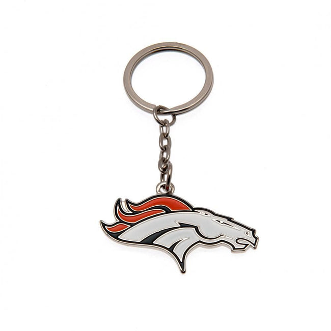 White - Front - Denver Broncos Keyring