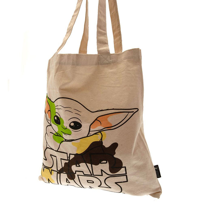 Cream-Black - Back - Star Wars: The Mandalorian Canvas Tote Bag