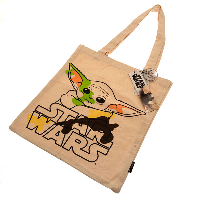 Cream-Black - Side - Star Wars: The Mandalorian Canvas Tote Bag