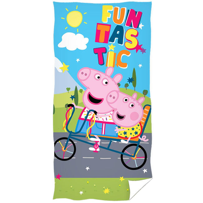 Blue-Pink-Green - Front - Peppa Pig Funtastic Beach Towel