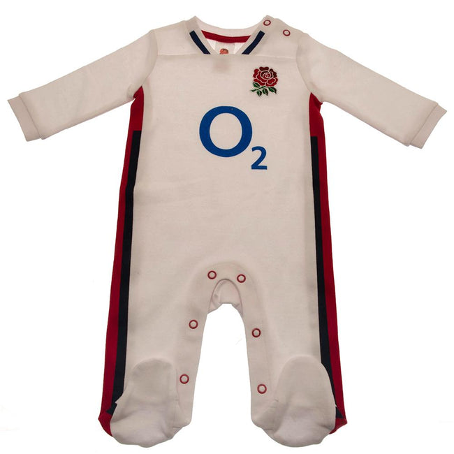 White-Claret Red - Front - England RFU Baby Crest Sleeper