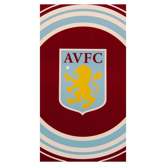 Claret Red-Sky Blue-Yellow - Front - Aston Villa FC Crest Beach Towel