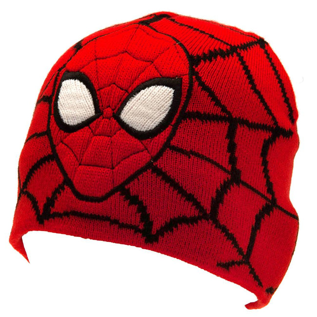 Red-Black - Front - Spider-Man Childrens-Kids Knitted Beanie