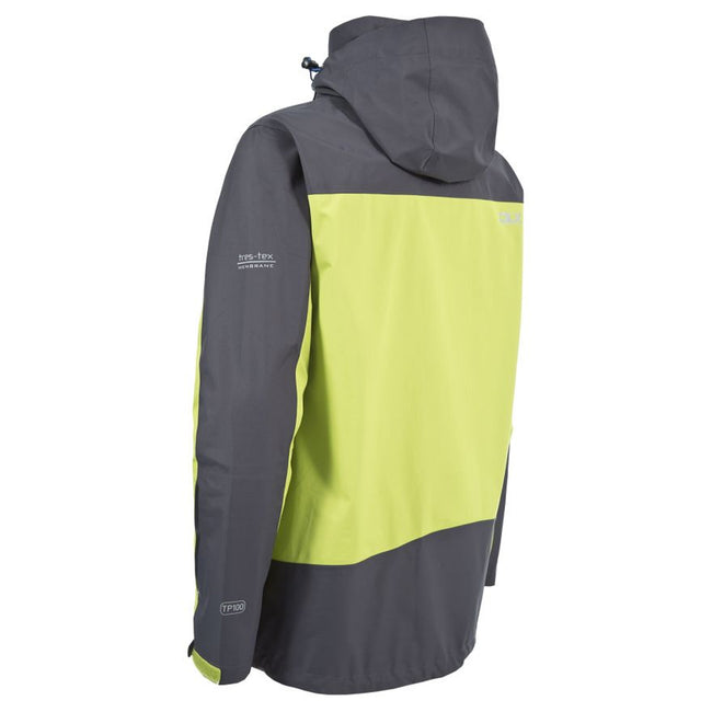 Citron - Back - Trespass Mens Cassius Waterproof Full Zip Shell Jacket