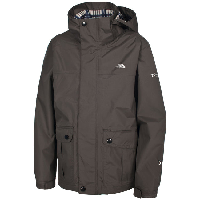 Khaki - Front - Trespass Childrens Boys Barrett Waterproof Jacket