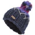 Navy - Purple Rain - Front - Trespass Childrens-Kids Ellery Bobble Hat