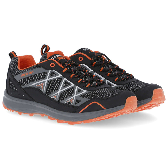 Black-Shocking Orange - Close up - Trespass Mens Ricane Sneakers