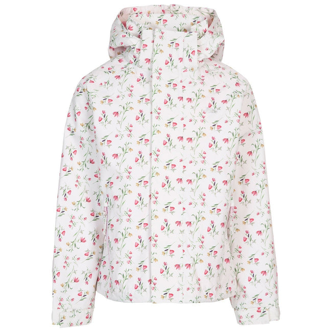 White - Front - Trespass Childrens Girls Hopeful Waterproof Jacket