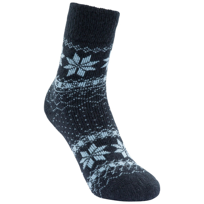 Navy - Front - Trespass Womens-Ladies Neele Knitted Boot Socks