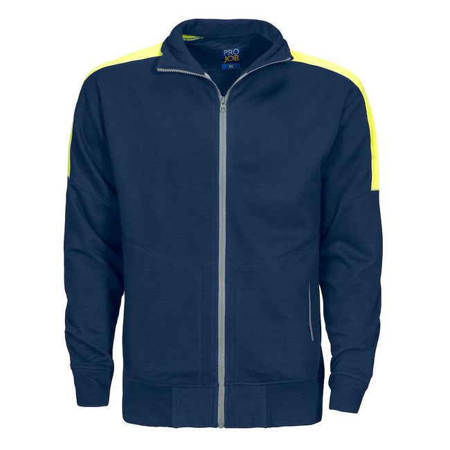 Navy-Yellow - Front - Projob Mens Jacket