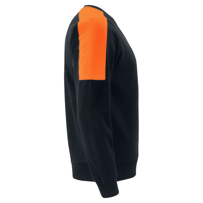 Black-Orange - Side - Projob Mens Fluorescent Sweatshirt