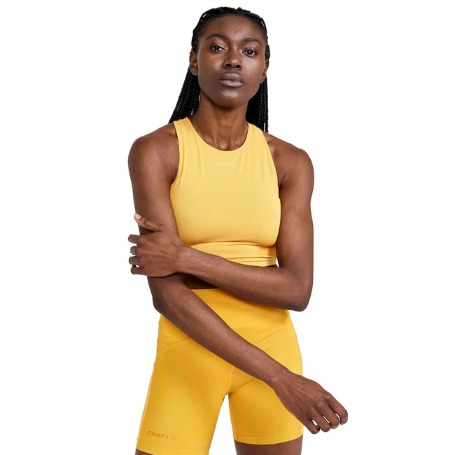 Yellow - Back - Craft Womens-Ladies Pro Hypervent Crop Top