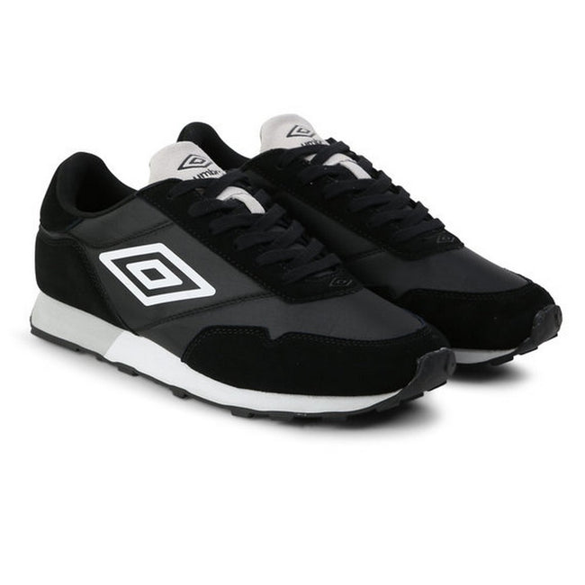 Black-White-High Rise Gray - Front - Umbro Mens Karts Suede Sneakers