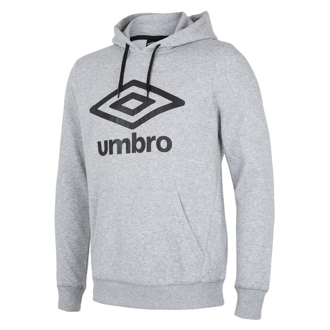 Grey Marl-Black - Front - Umbro Mens Stacked Logo Hoodie