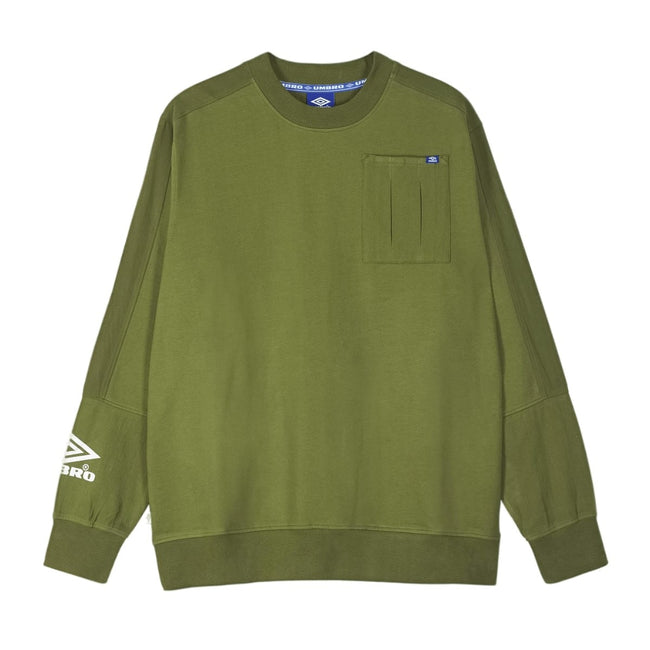 Bunker Green-Bright White - Front - Umbro Mens Concord Drill Sweatshirt