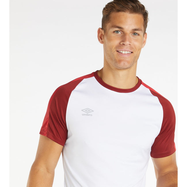 Brilliant White-Merlot - Side - Umbro Mens Training Jersey