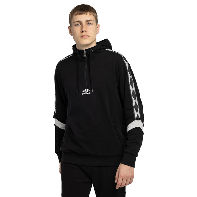 Black-Lunar Rock - Side - Umbro Mens Diamond Half Zip Hoodie