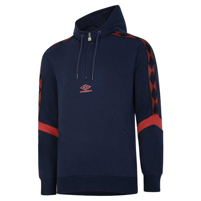Indigo Mood-Hot Sauce - Front - Umbro Mens Diamond Half Zip Hoodie