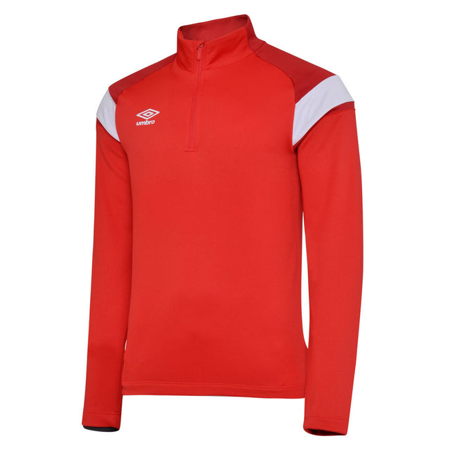 Vermillion-Chili Pepper Red-Brilliant White - Front - Umbro Childrens-Kids Half Zip Jersey