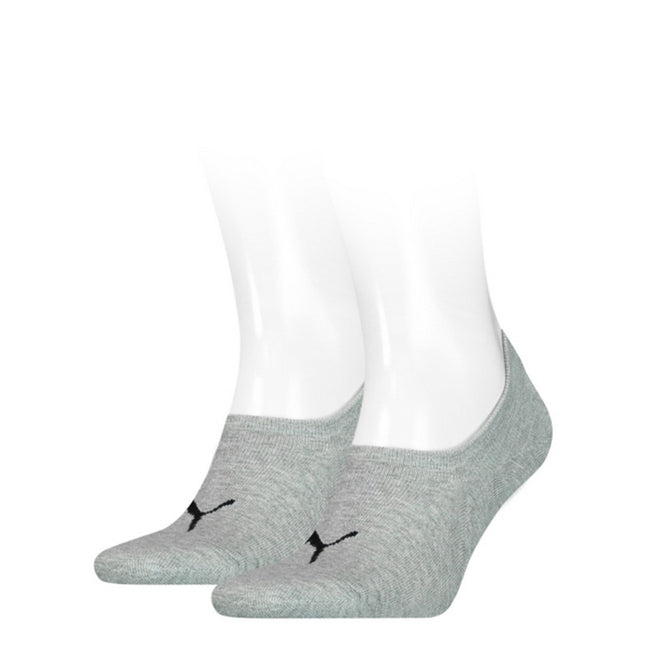 Middle Gray Melange - Front - Puma Mens Logo Trainer Socks (Pack Of 2)