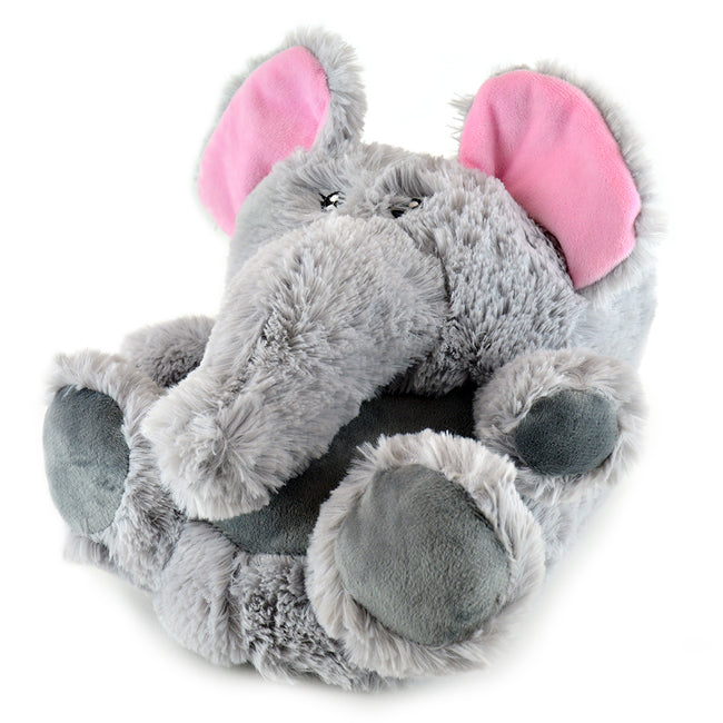 Gray - Front - Womens-Ladies Novelty Elephant Slippers