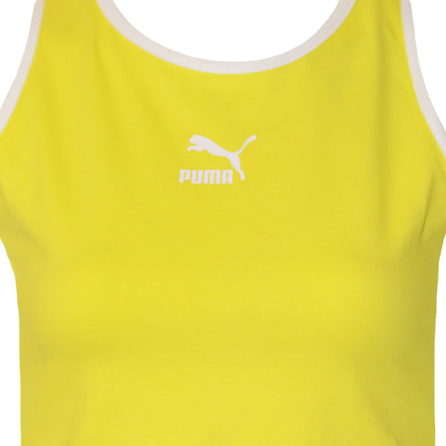 Blazing Yellow - Back - Puma Womens-Ladies Classics Cropped Tank