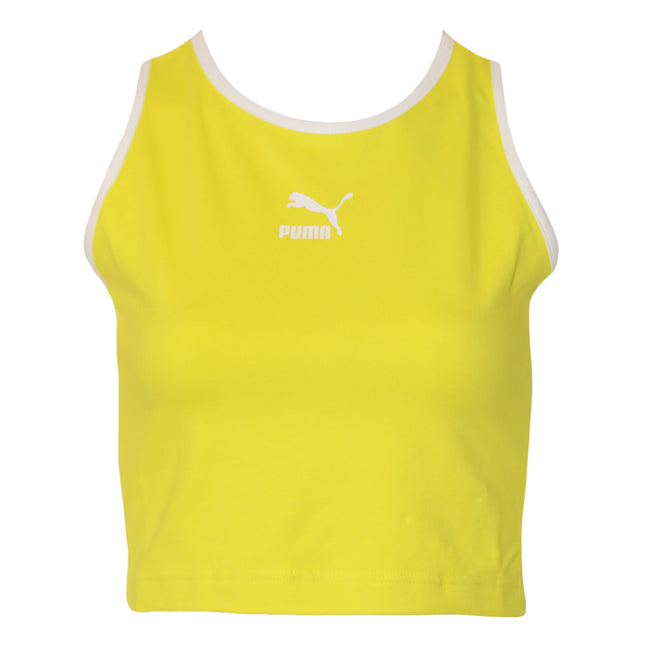 Blazing Yellow - Front - Puma Womens-Ladies Classics Cropped Tank